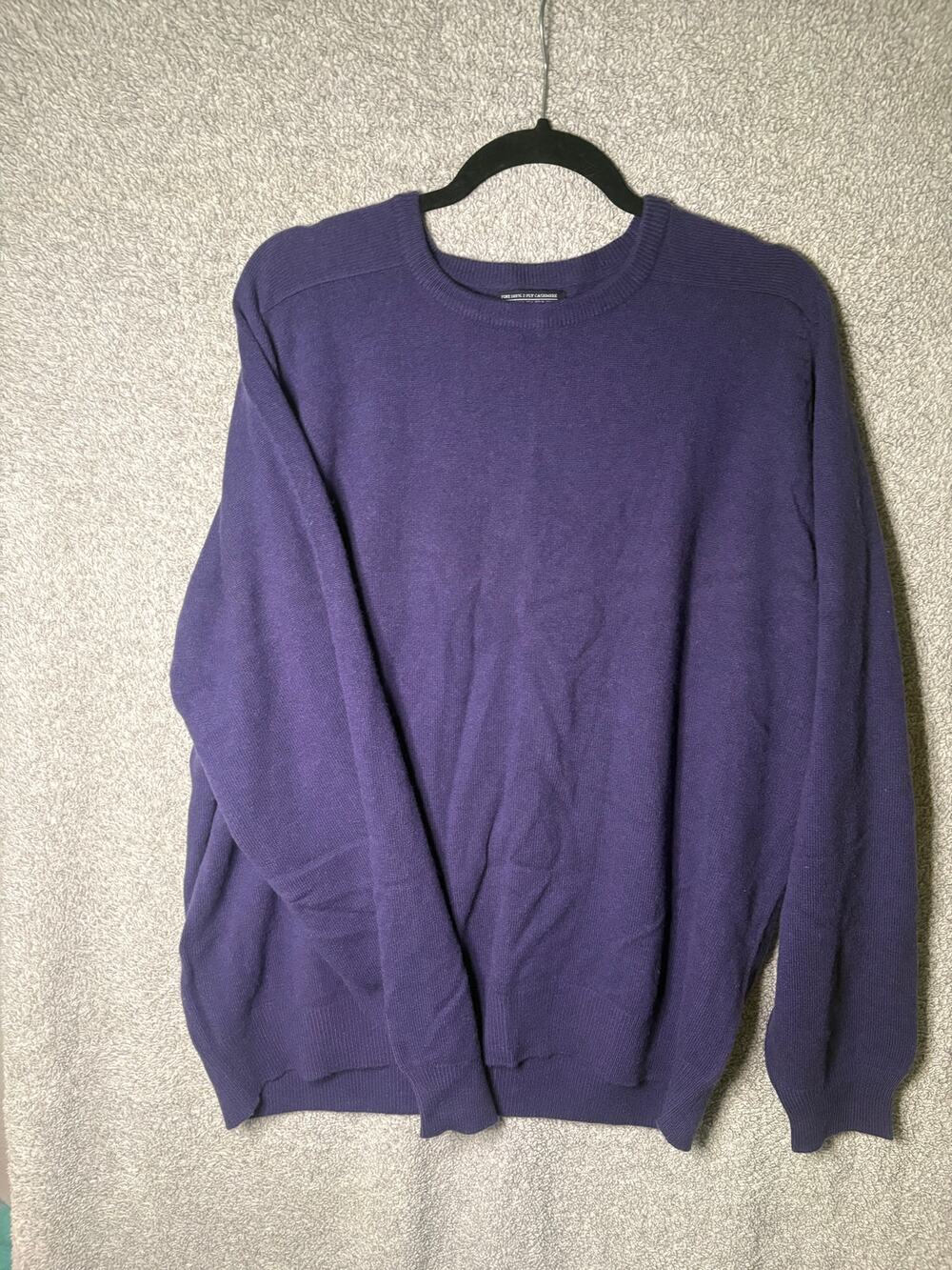 Lands End Mens XL 46-48 Blue 100% Cashmere Crewneck